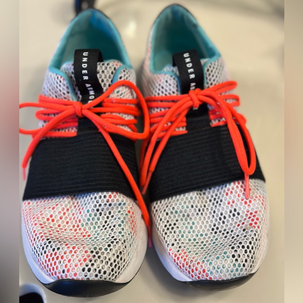 Under Armour Women’s Mesh Sneakers - White, Orange, and Teal